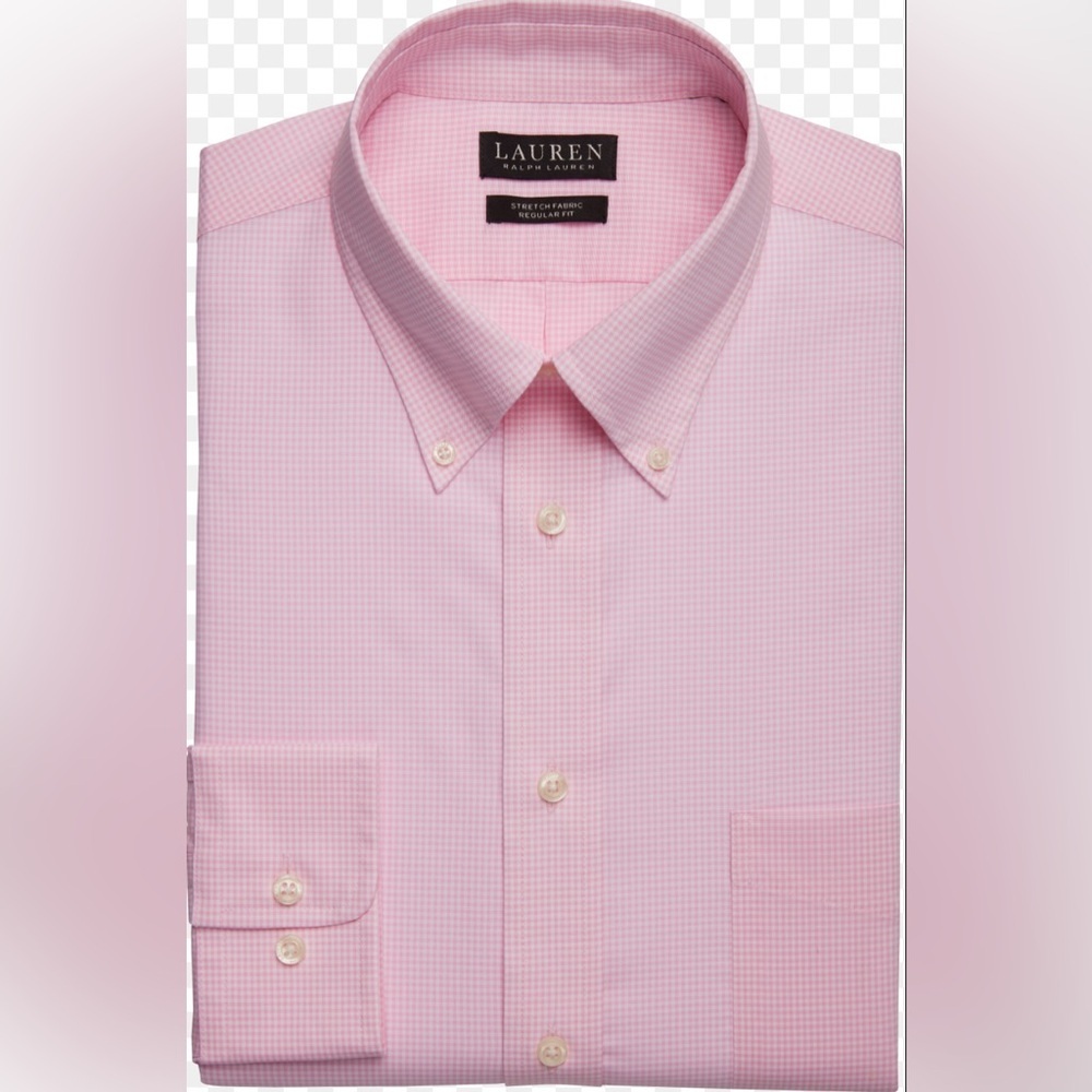 Lauren Ralph Lauren Pink Plaid Classic Fit Ultra Flex Button Down Dress Shirt